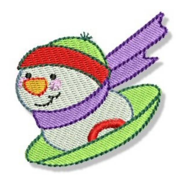 Picture of Sled Snowman Machine Embroidery Design