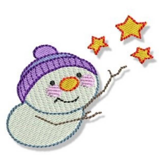 Picture of Snowman & Stars Machine Embroidery Design