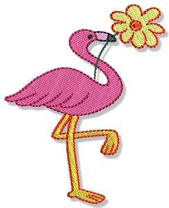 Picture of Flamingo & Flower Machine Embroidery Design