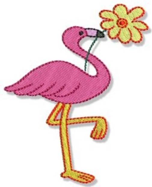 Picture of Flamingo & Flower Machine Embroidery Design