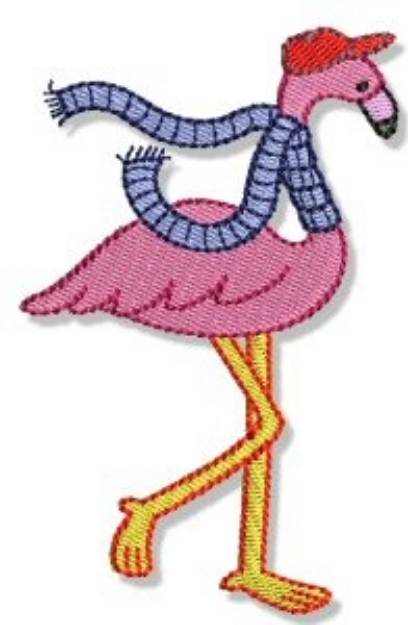 Picture of Flamingo In Scarf Machine Embroidery Design