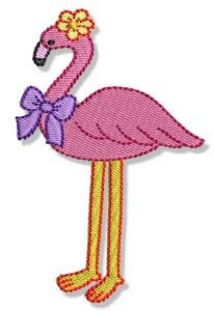 Picture of Bow Flamingo Machine Embroidery Design