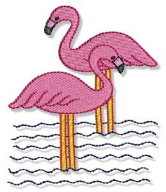 Picture of Flamingos In Water Machine Embroidery Design