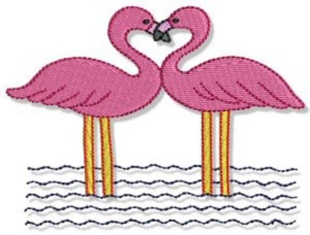 Picture of Flamingos & Waves Machine Embroidery Design