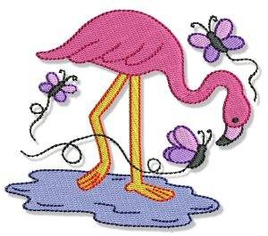 Picture of Flamingo & Butterflies Machine Embroidery Design