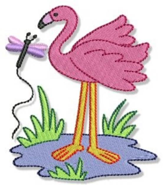 Picture of Flamingo & Dragonfly Machine Embroidery Design