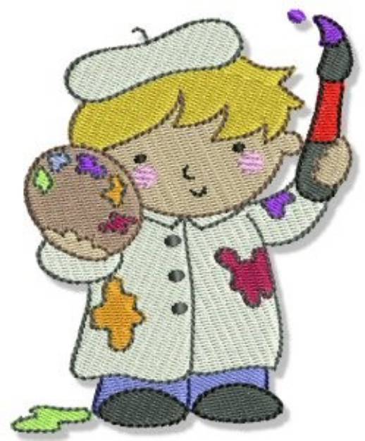Picture of Boy Painter Machine Embroidery Design