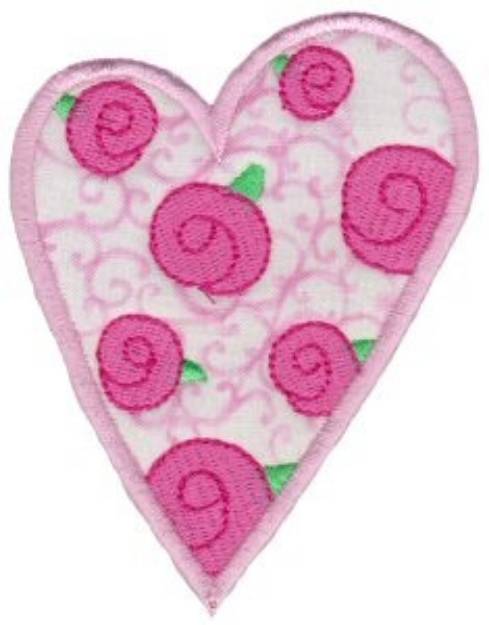 Picture of Applique Rose Heart Machine Embroidery Design