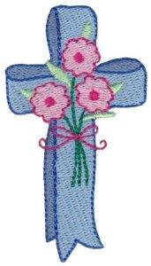 Picture of Cross & Flowers Machine Embroidery Design