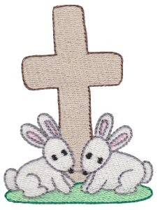 Picture of Easter Bunny Cross Machine Embroidery Design