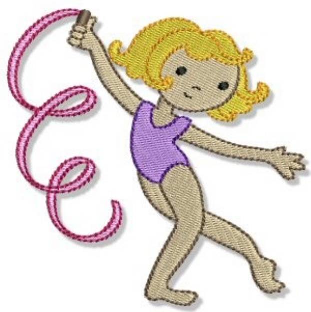 Picture of Little Ribbon Dancer Gymnast Machine Embroidery Design