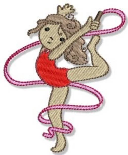 Picture of Little Gymnast Ribbon Dancer Machine Embroidery Design