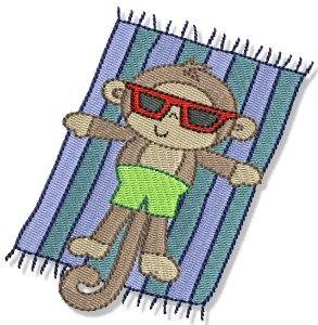 Picture of Sunbathing Beach Monkey Machine Embroidery Design