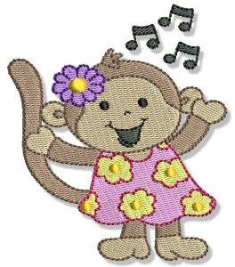 Picture of Singing Beach Monkey Machine Embroidery Design