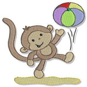Picture of Beach Monkey & Ball Machine Embroidery Design