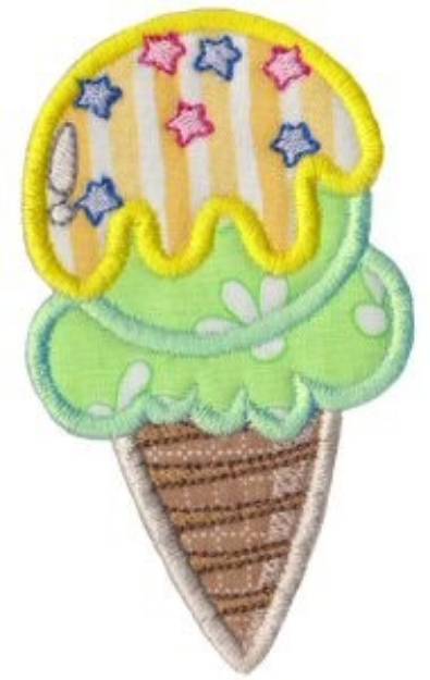 Picture of Ice Cream Cone Applique Machine Embroidery Design