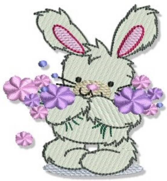 Picture of Bunny & Flowers Machine Embroidery Design