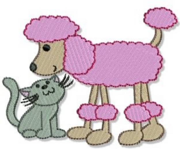 Picture of Cute Poodle & Kitten Machine Embroidery Design