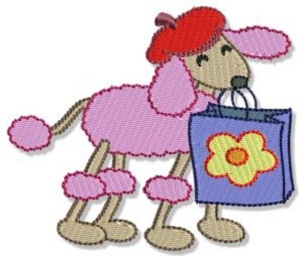 Picture of French Shopping Poodle Machine Embroidery Design