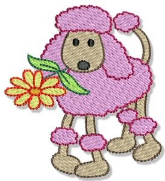 Picture of Pink Poodle & Daisy Machine Embroidery Design