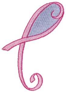 Picture of Pretty Pink Ribbon Paisley Machine Embroidery Design