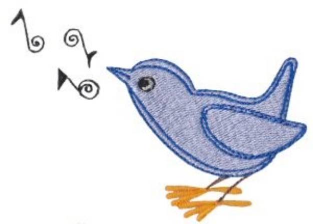 Picture of Dinky Doodle Blue Bird Machine Embroidery Design