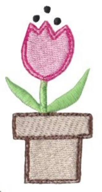 Picture of Dinky Doodle Potted Flower Machine Embroidery Design