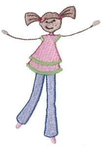 Picture of Little Girl & Pigtails Machine Embroidery Design