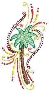 Picture of Swirly Palm Tree Machine Embroidery Design