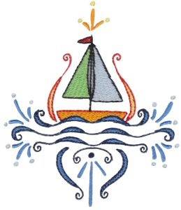 Picture of Swirly Sailboat Machine Embroidery Design