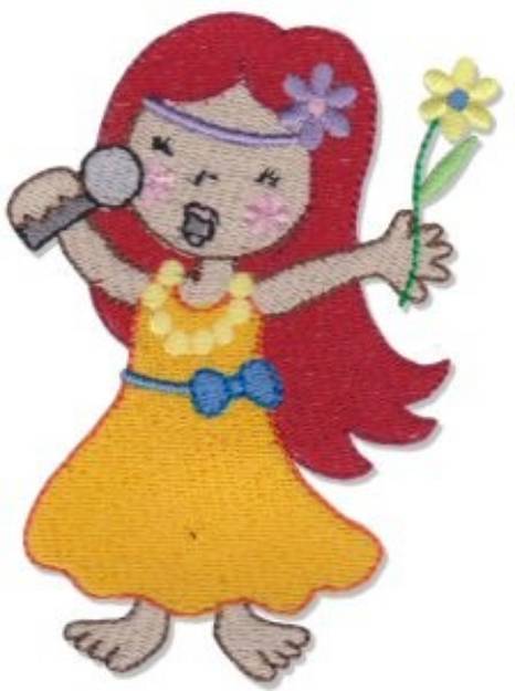 Picture of Girl Singer Machine Embroidery Design