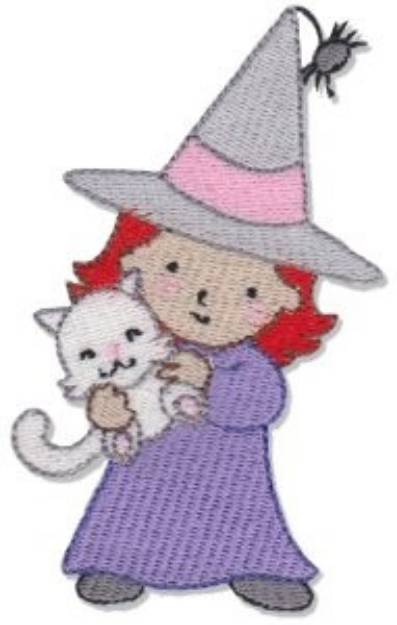 Picture of Girl Witch Machine Embroidery Design