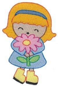Picture of Girl & Flower Machine Embroidery Design
