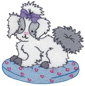 Picture of Dog In Bed Machine Embroidery Design