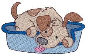 Picture of Puppy In Bed Machine Embroidery Design