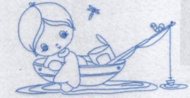 Picture of Little Fisherman Bluework Machine Embroidery Design