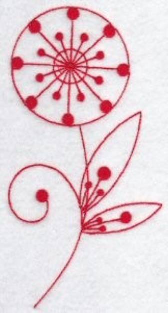 Picture of Redwork Fantasy Flower Machine Embroidery Design