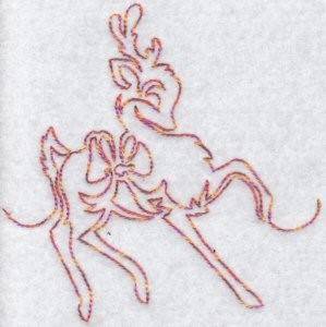 Picture of Christmas Redwork Reindeer Machine Embroidery Design