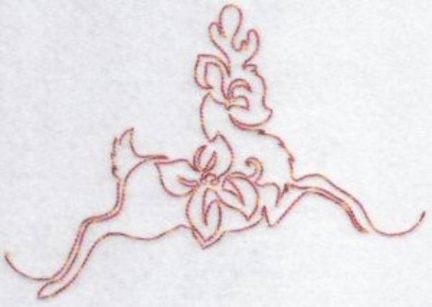 Picture of Redwork Reindeer & Poinsettia Machine Embroidery Design