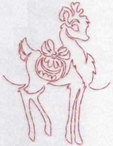 Picture of Redwork Reindeer & Ornament Machine Embroidery Design