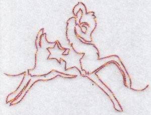 Picture of Festive Redwork Reindeer Machine Embroidery Design