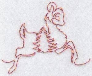 Picture of Redwork Reindeer & Tree Machine Embroidery Design