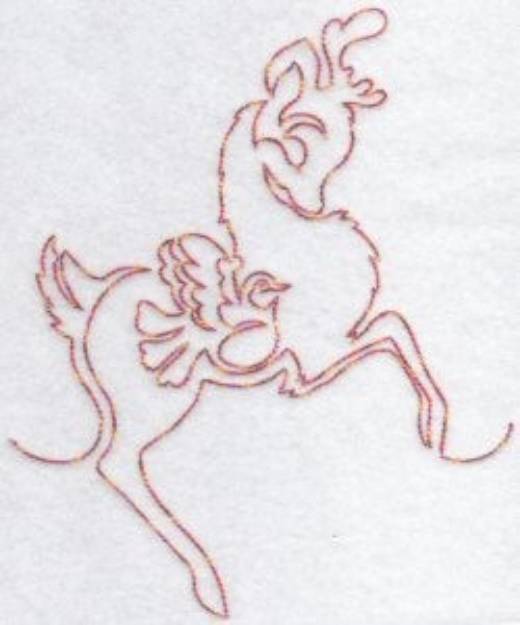 Picture of Redwork Reindeer & Dove Machine Embroidery Design