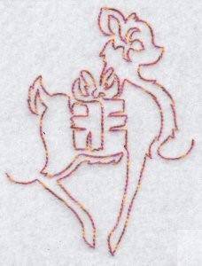 Picture of Redwork Reindeer & Gift Machine Embroidery Design
