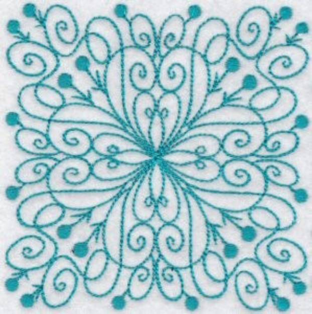 Picture of Loopy Bluework Quilt Block Machine Embroidery Design