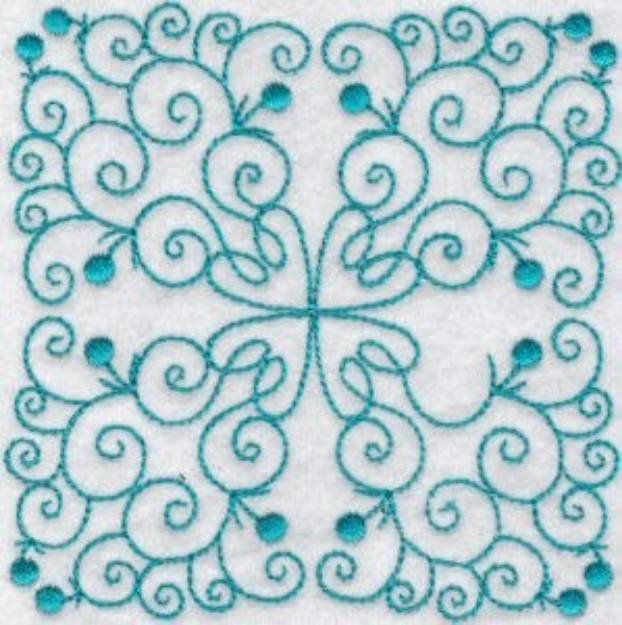 Picture of Bluework Quilt Block Swirls Machine Embroidery Design
