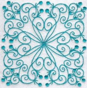 Picture of Floral Bluework Quilt Block Machine Embroidery Design
