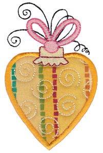 Picture of Heart Shape Applique Ornament Machine Embroidery Design