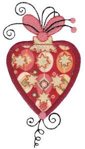 Picture of Heart Shaped Applique Ornament Machine Embroidery Design
