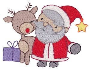 Picture of Little Santa & Reindeer Machine Embroidery Design